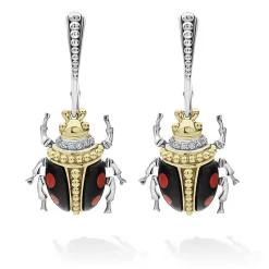Gemstones<LAGOS Onyx Beetle Diamond Drop Earrings