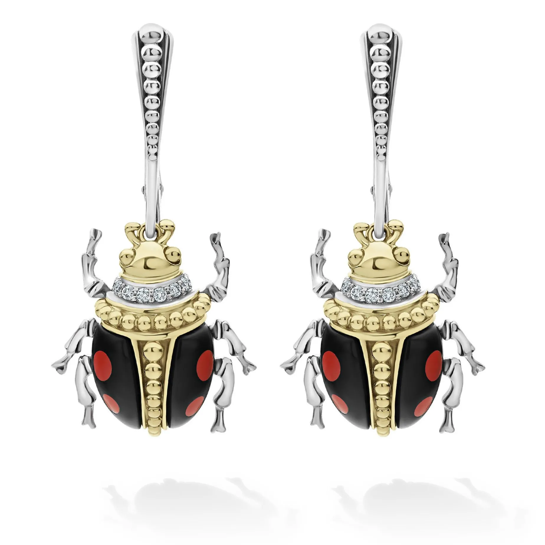 Gemstones<LAGOS Onyx Beetle Diamond Drop Earrings