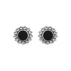 Caviar Earrings<LAGOS Onyx Circle Stud Earrings