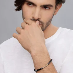 Bracelets<LAGOS Onyx Cross Beaded Stretch Bracelet