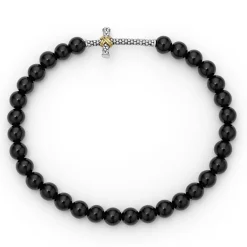 Bracelets<LAGOS Onyx Cross Beaded Stretch Bracelet