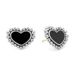 Gemstones<LAGOS Onyx Heart Stud Earrings