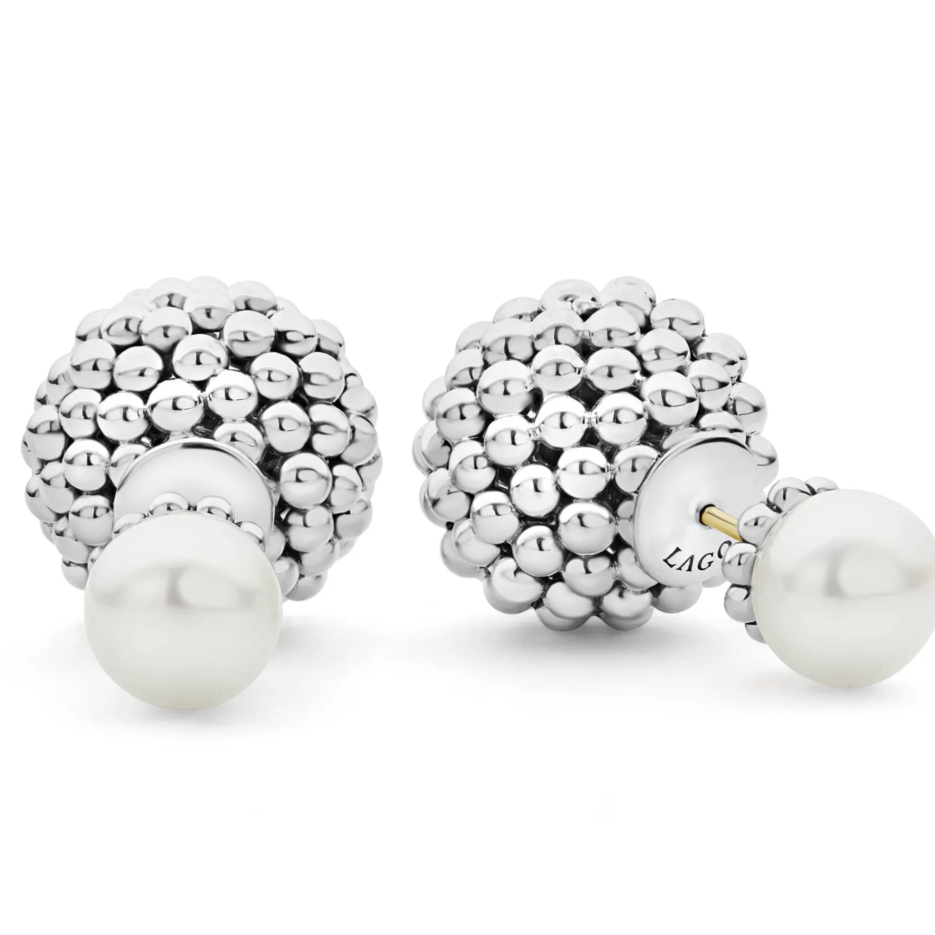 Caviar Earrings<LAGOS Pearl Front-Back Earrings