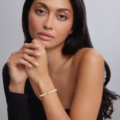 Gold<LAGOS Pearl Gold Station Bead Bracelet