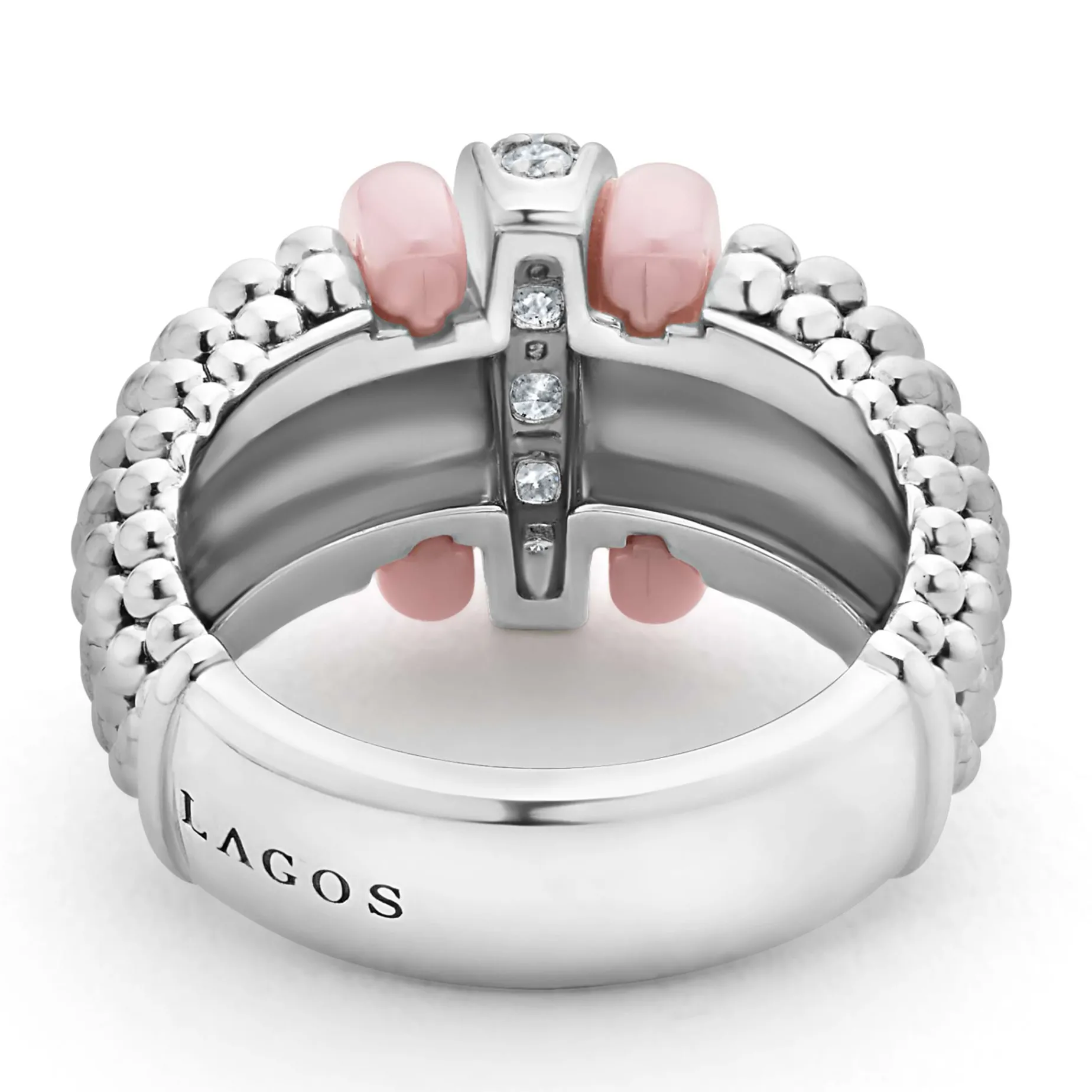 Caviar Rings<LAGOS Pink Ceramic Caviar Diamond Ring