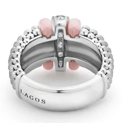 Diamonds<LAGOS Pink Ceramic Caviar Diamond Ring