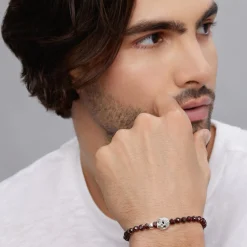 Gemstones<LAGOS Red Garnet Skull Bracelet