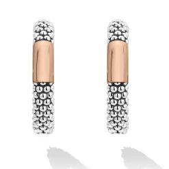 Hoop Earrings<LAGOS Rose Gold Station Caviar Hoop Earrings