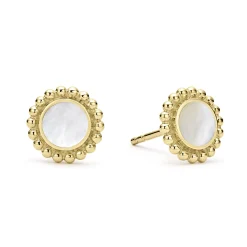 Gold<LAGOS Round Mother Of Pearl Stud Earrings