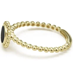 Gold<LAGOS Round Onyx Stacking Ring