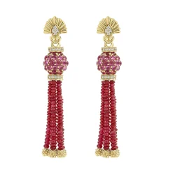 Gemstones<LAGOS Ruby And Diamond Tassel Drop Earrings