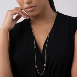 Gemstones<LAGOS Seven Station Round Onyx Necklace