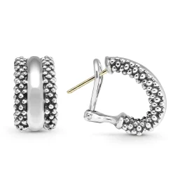 Silver<LAGOS Silver Station Caviar Huggie Earrings