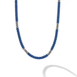 Silver<LAGOS Silver Station Ceramic Beaded Necklace 3Mm