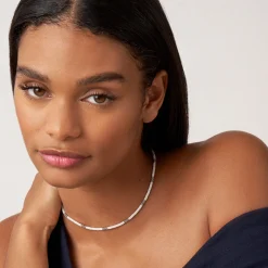 Silver<LAGOS Silver Station Ceramic Beaded Necklace 3Mm