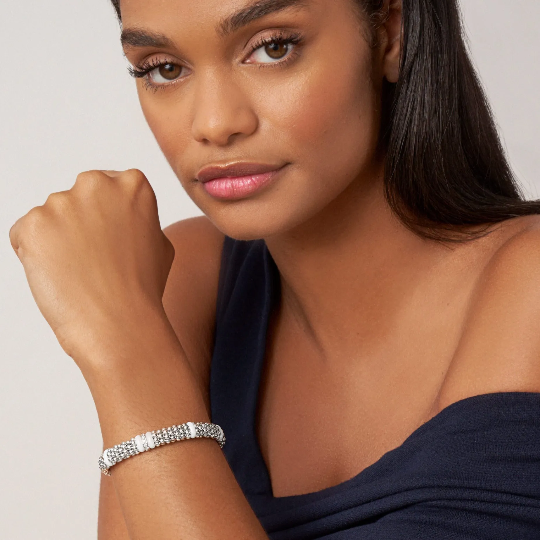 Caviar Bracelets<LAGOS Single Station Diamond Caviar Bracelet | 9Mm