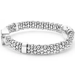 Silver<LAGOS Single Station Diamond Circle Caviar Bracelet | 9Mm