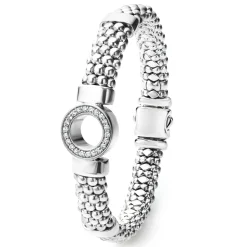 Silver<LAGOS Single Station Diamond Circle Caviar Bracelet | 9Mm