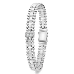 Silver<LAGOS Single Station Diamond Link Bracelet