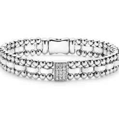Silver<LAGOS Single Station Diamond Link Bracelet