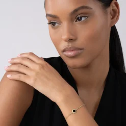 Gold<LAGOS Single Station Round Onyx Bracelet