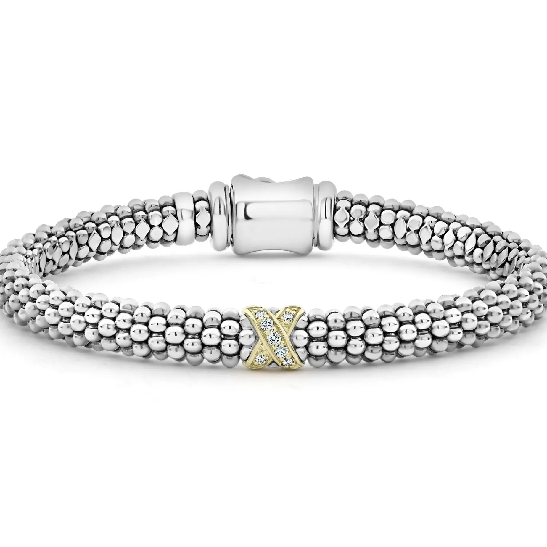 Caviar Bracelets<LAGOS Single Station X Two-Tone Diamond Bracelet | 6Mm