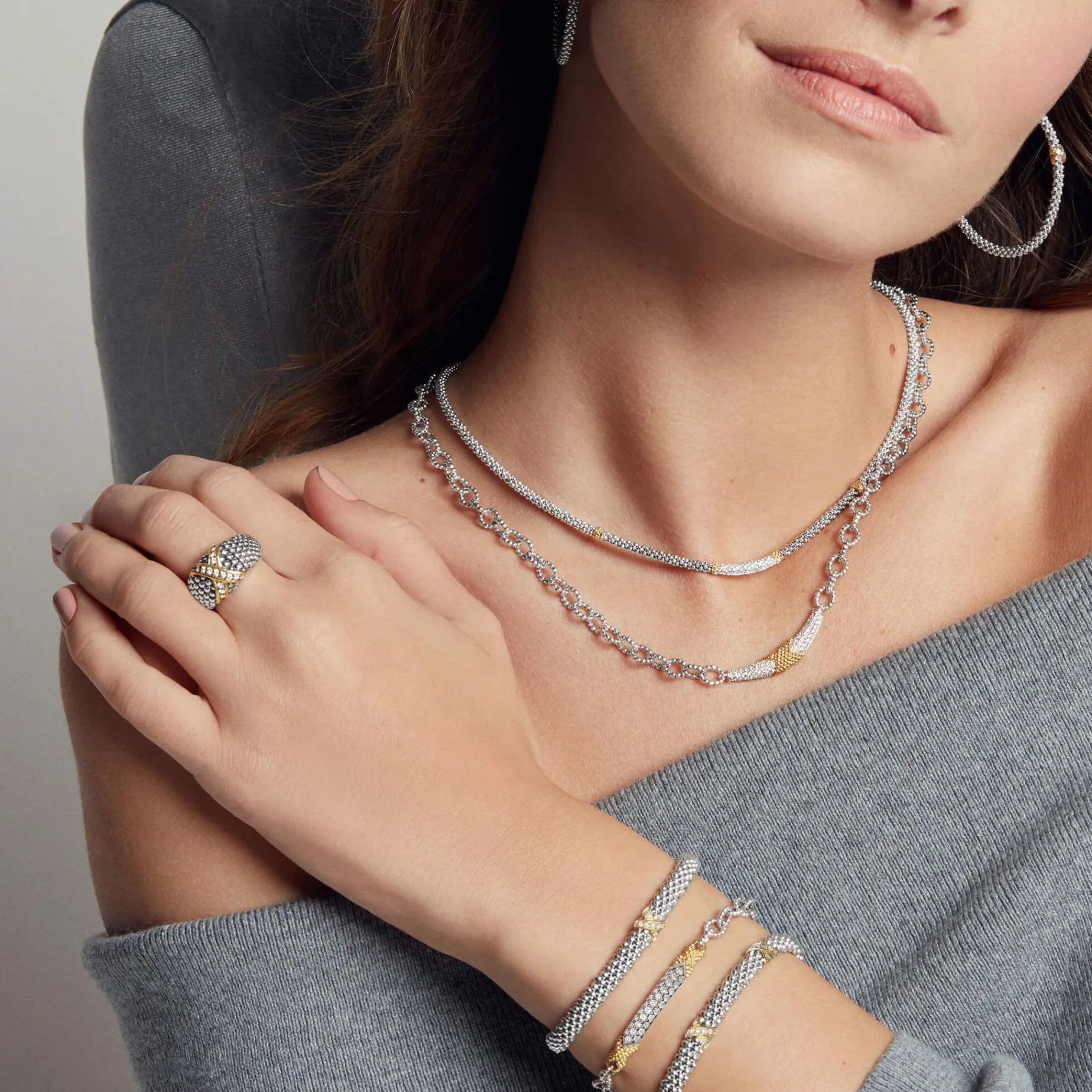 Caviar Bracelets<LAGOS Single Station X Two-Tone Diamond Bracelet | 6Mm