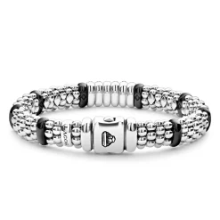 Silver<LAGOS Six Station Diamond Caviar Bracelet | 9Mm