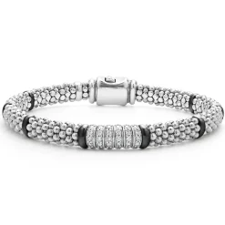 Silver<LAGOS Six Station Diamond Caviar Bracelet | 6Mm