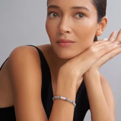 Silver<LAGOS Six Station Diamond Caviar Bracelet | 6Mm