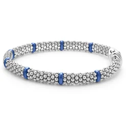 Silver<LAGOS Six Station Diamond Caviar Bracelet | 6Mm