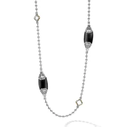 Gemstones<LAGOS Six Station Onyx Necklace