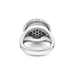 Silver<LAGOS Small Caviar Circle Ceramic Ring
