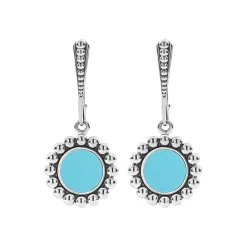 Silver<LAGOS Small Ceramic Circle Drop Earrings
