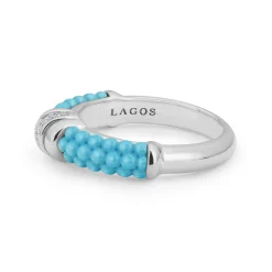Silver<LAGOS Small Ceramic Diamond Stacking Ring