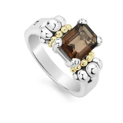 Gemstones<LAGOS Small Emerald-Cut Smokey Quartz Ring
