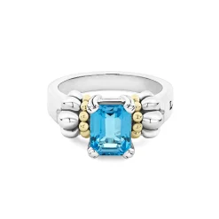 Gemstones<LAGOS Small Emerald-Cut Swiss Blue Topaz Ring