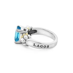 Gemstones<LAGOS Small Emerald-Cut Swiss Blue Topaz Ring
