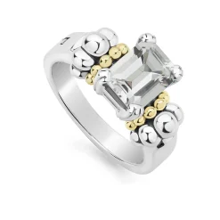 Caviar Rings<LAGOS Small Emerald-Cut White Topaz Ring