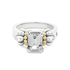 Caviar Rings<LAGOS Small Emerald-Cut White Topaz Ring