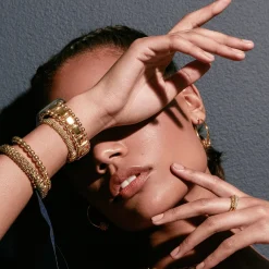 Gold<LAGOS Small 18K Gold Caviar Ball Hoop Earrings