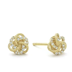Gold<LAGOS Small 18K Gold Love Knot Diamond Earrings