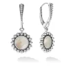 Silver<LAGOS Small Mother Of Pearl Circle Drop Earrings