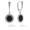 Silver<LAGOS Small Onyx Circle Drop Earrings