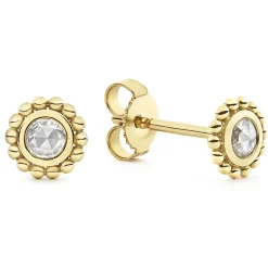 Gold<LAGOS Small Rose Cut Diamond Stud Earrings