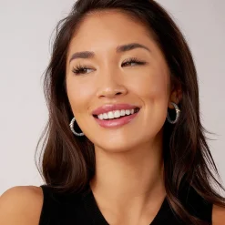 Caviar Earrings<LAGOS Small X Diamond Caviar Hoop Earrings