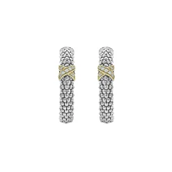 Caviar Earrings<LAGOS Small X Diamond Caviar Hoop Earrings