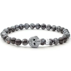 Gemstones<LAGOS Snowflake Obsidian Skull Bracelet