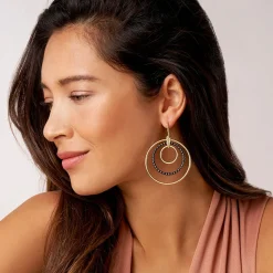 Gold<LAGOS Statement 18K Gold And Ceramic Circle Drop Earrings