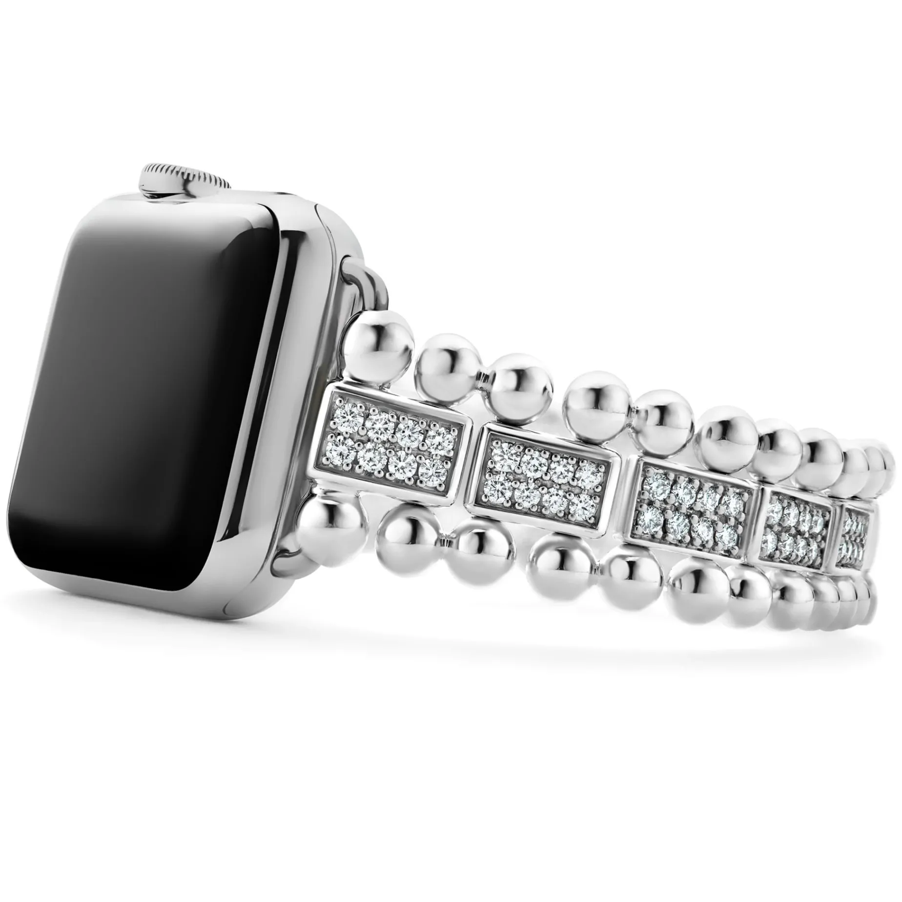 Silver<LAGOS Sterling Silver Full Diamond Watch Bracelet-38-45Mm